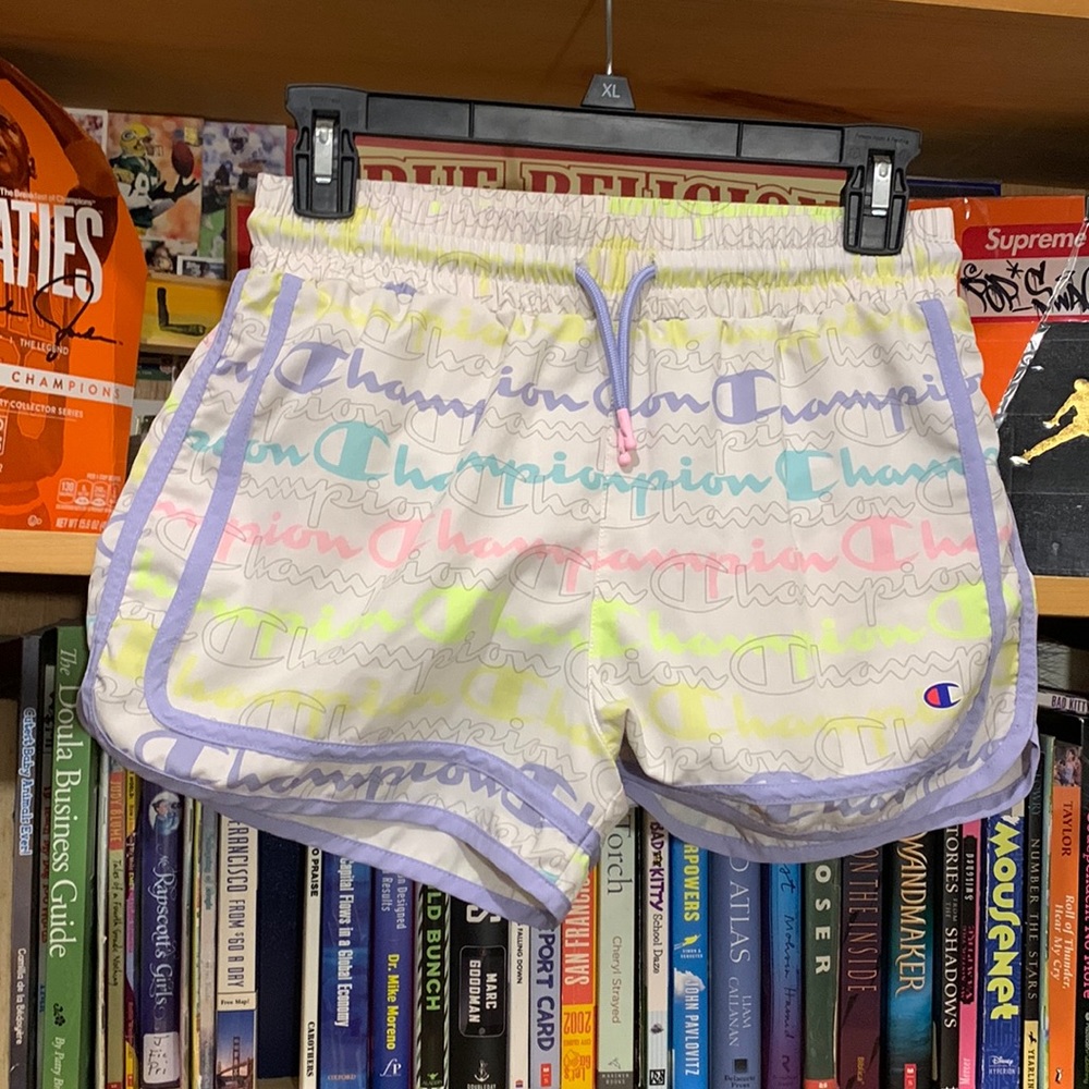 CHAMPION-multicolor logo ‘AUTHENTIC ATHLETICWEAR’ drawstring waist swim trunks